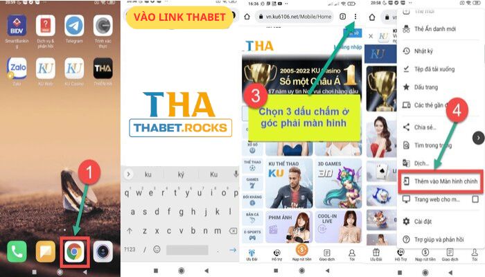 Cách lưu link Thabet trên điện thoại Android