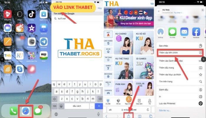 Cách lưu link tải Thabet App trên điện thoại iOS